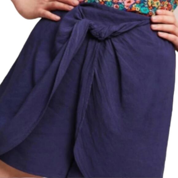 Anthropologie x HEI HEI Blue Leia Skort Shorts Navy Linen Blend‎ Size Medium New - Picture 2 of 9